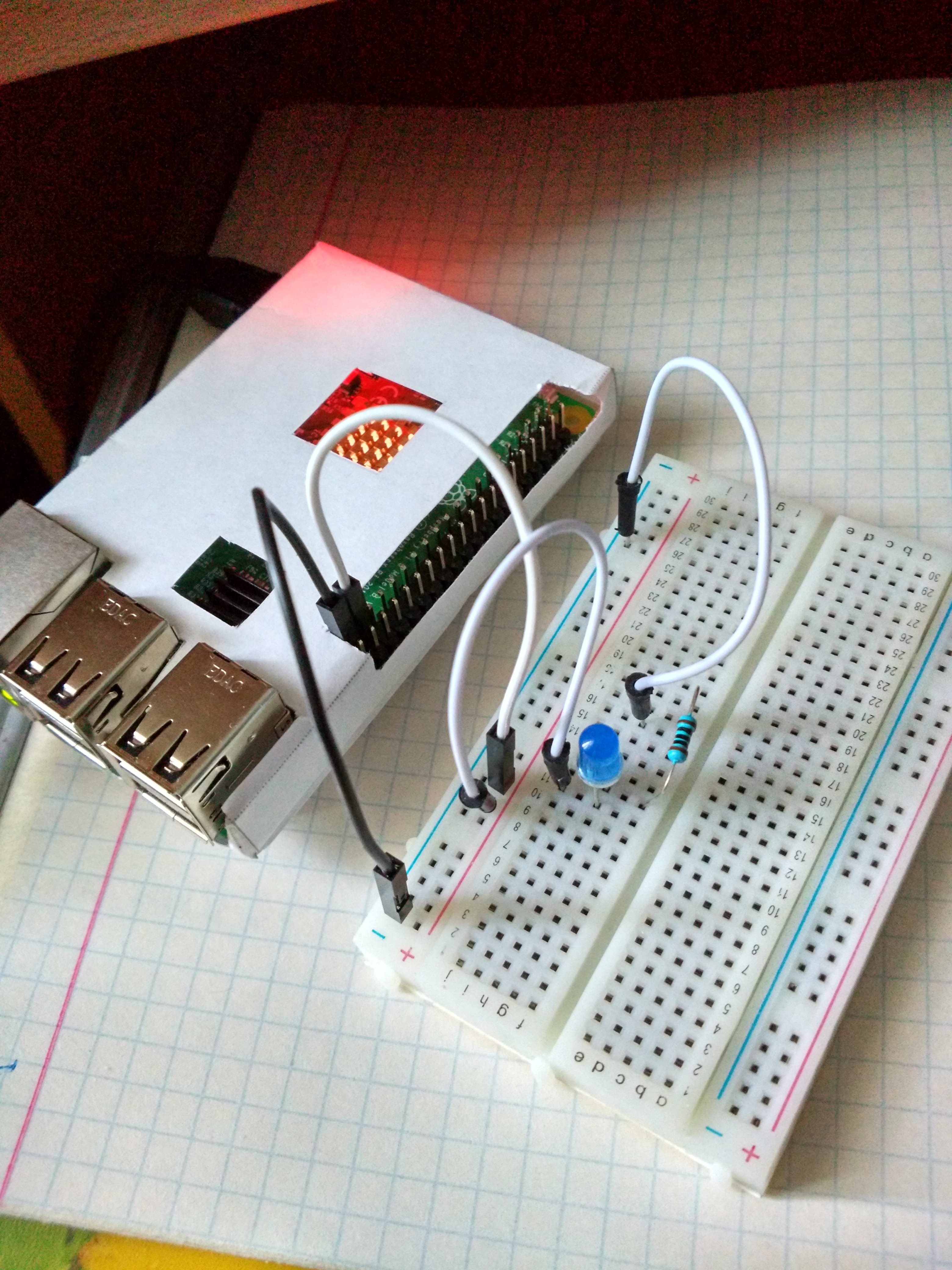 Real Raspberry Pi connection and breadboard