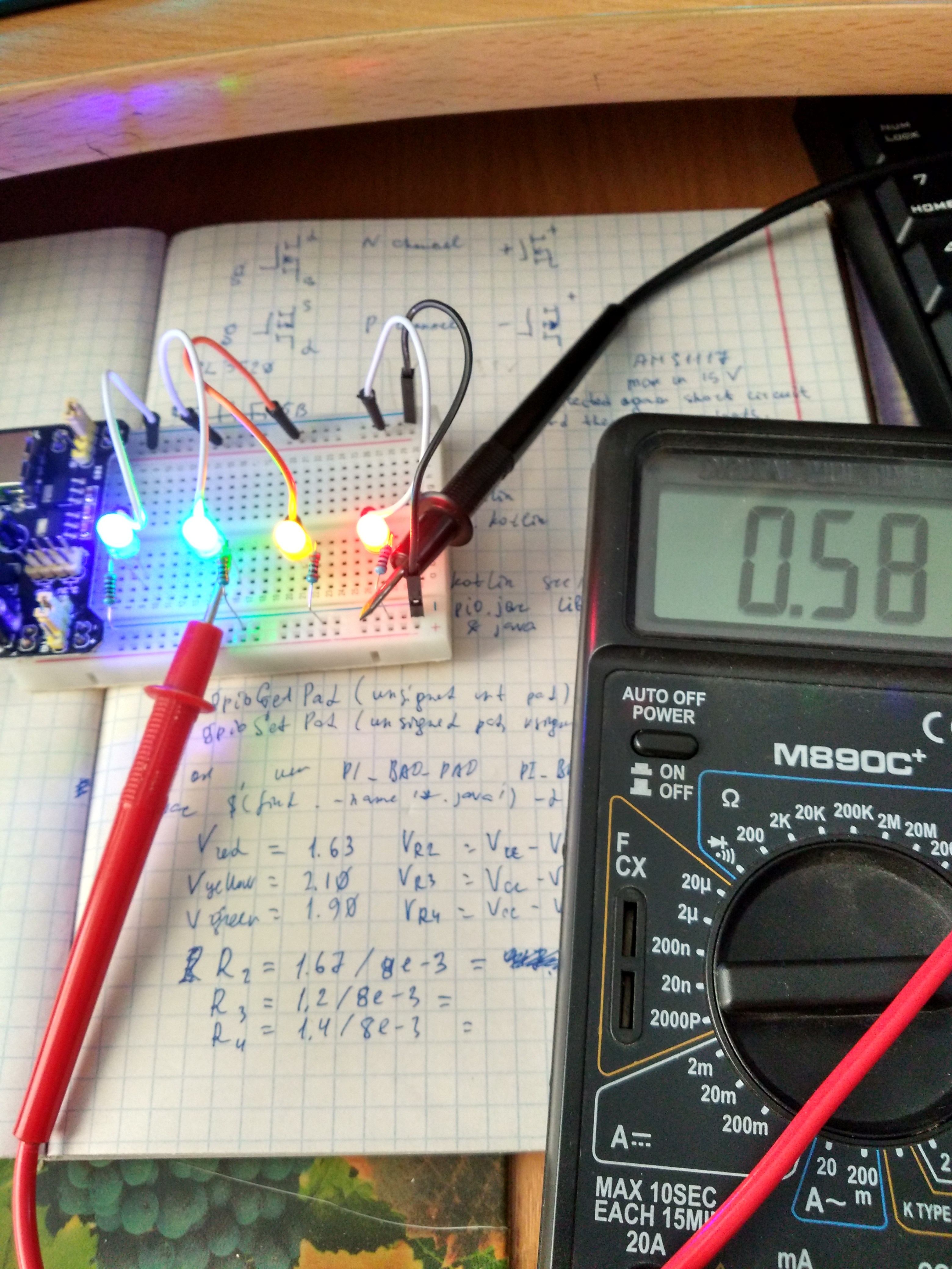 Voltage on the green LED