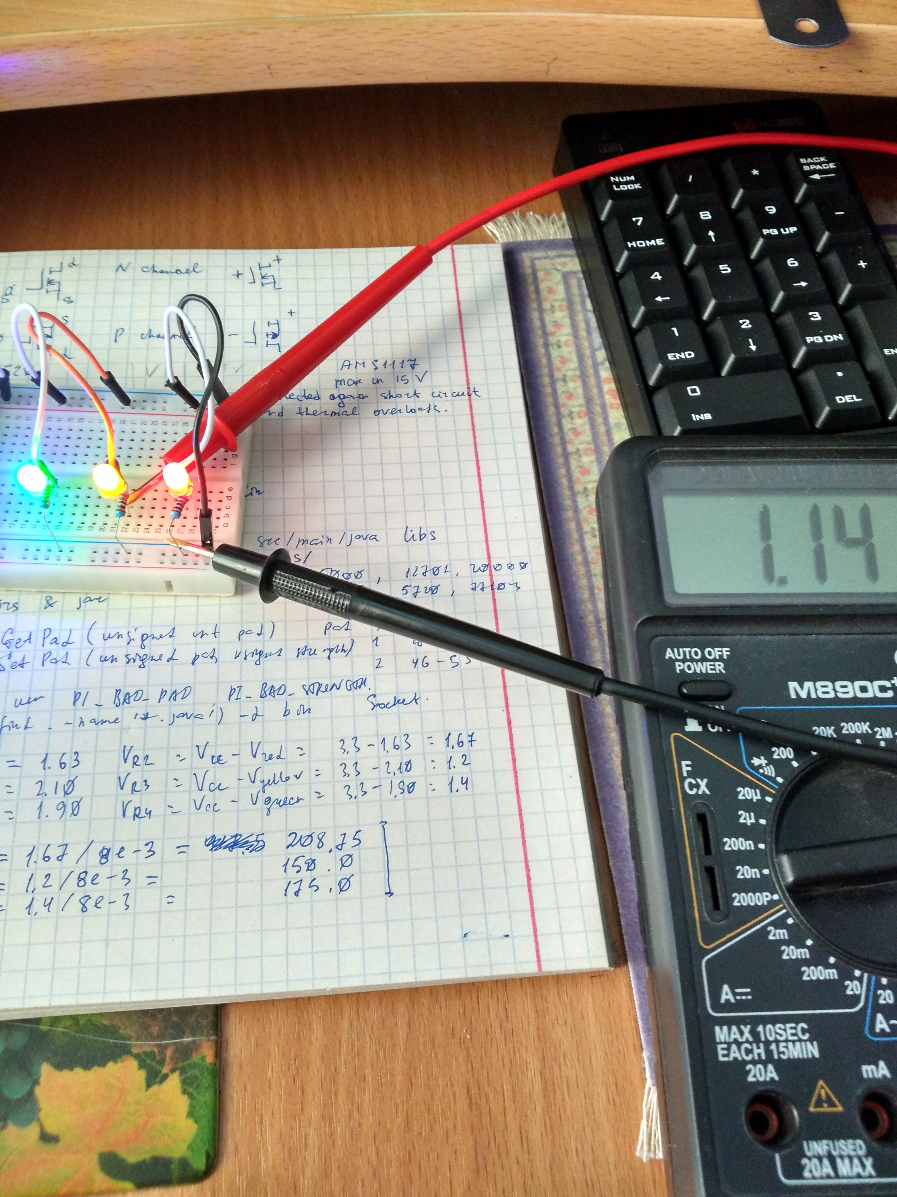 Voltage on the yellow LED